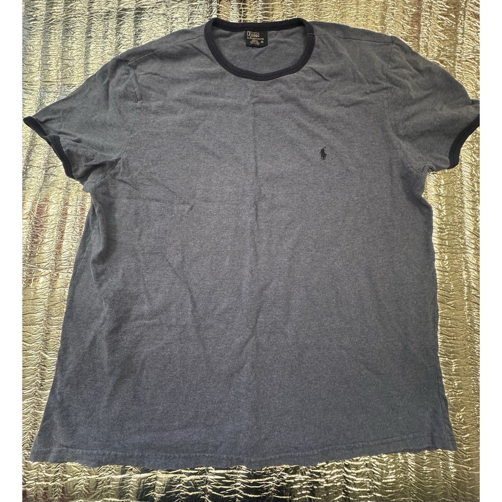 Polo Ralph Lauren Mens Ringer T Shirt XL Blue Short Sleeve Vintage Heather Pony